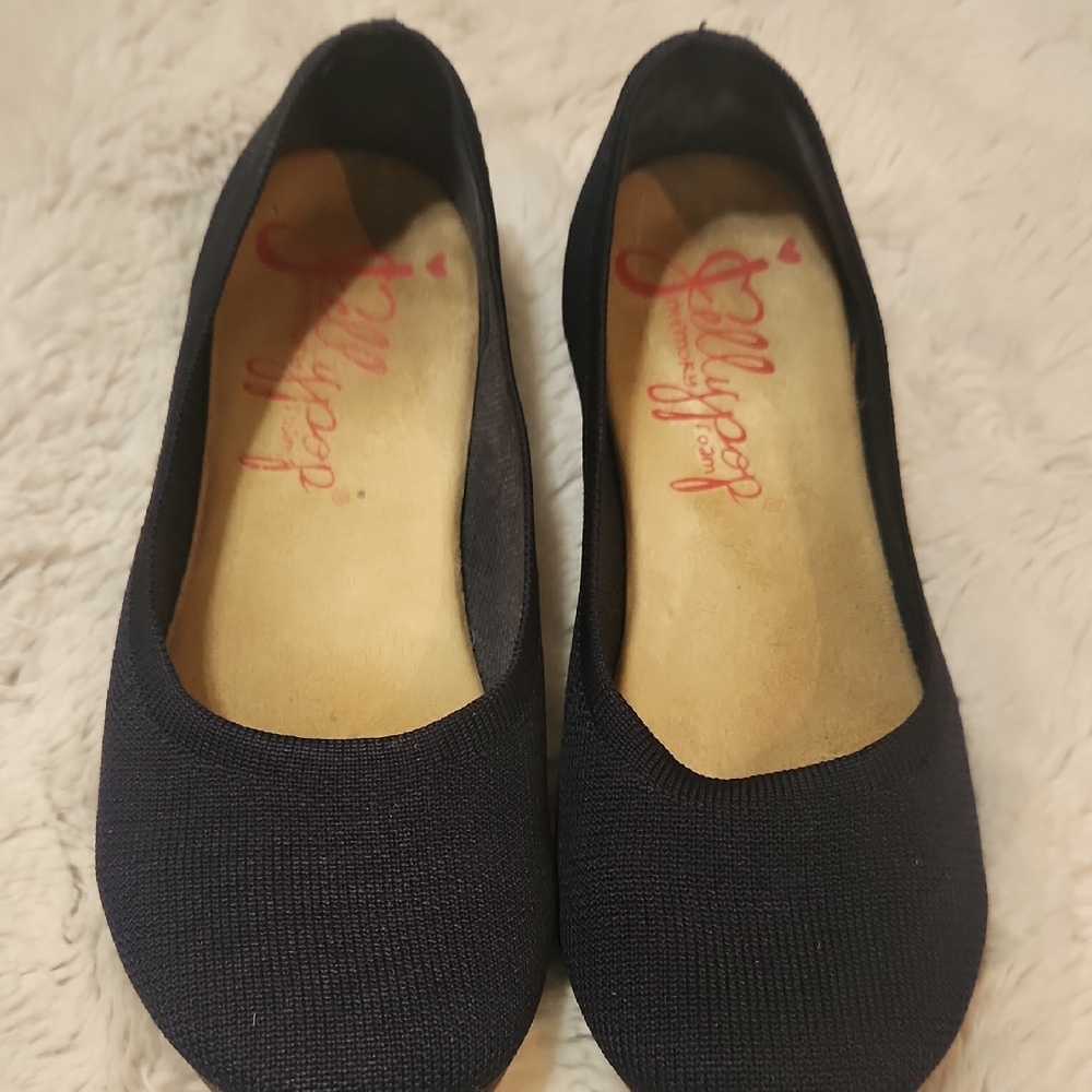 Jelly Pops Women's Navy Stretch Flats with Memory Foam.  Loafers